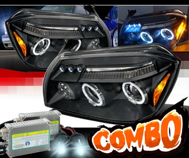 HID Xenon + SPEC-D® Halo Projector Headlights (Black) - 05-07 Dodge Magnum