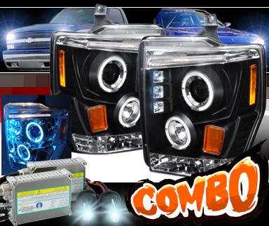 HID Xenon + SPEC-D® Halo Projector Headlights (Black) - 08-10 Ford F-250 F250 Super Duty