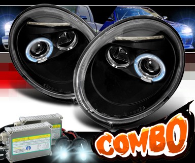 HID Xenon + SPEC-D® Halo Projector Headlights (Black) - 98-05 VW Beetle Volkswagen