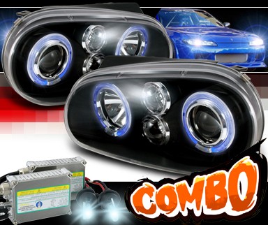 HID Xenon + SPEC-D® Halo Projector Headlights (Black) - 99-05 VW Golf MK-IV Volkswagen