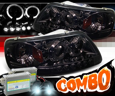 HID Xenon + Sonar® 1 pc Halo Projector Headlights (Smoke) - 97-03 Ford F-150 F150