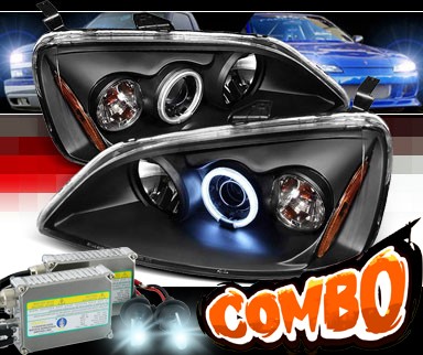 HID Xenon + Sonar® CCFL Halo Projector Headlights (Black) - 01-03 Honda Civic 2/4dr