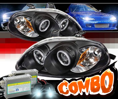 HID Xenon + Sonar® CCFL Halo Projector Headlights (Black) - 96-98 Honda Civic
