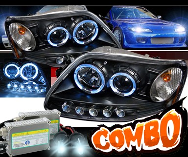 HID Xenon + Sonar® CCFL Halo Projector Headlights (Black) - 97-02 Ford Expedition