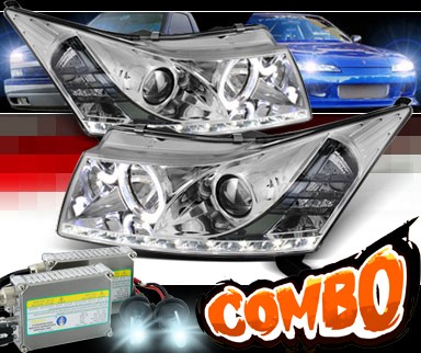 HID Xenon + Sonar® DRL LED Halo Projector Headlights - 11-16 Chevy Cruze