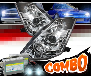 HID Xenon + Sonar® DRL LED Projector Headlights - 03-05 Nissan 350Z (w/ OEM HID Only)