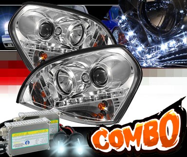 HID Xenon + Sonar® DRL LED Projector Headlights - 04-09 Hyundai Tucson