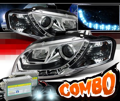 HID Xenon + Sonar® DRL LED Projector Headlights - 06-08 Audi A4 (Exc. Convertible)