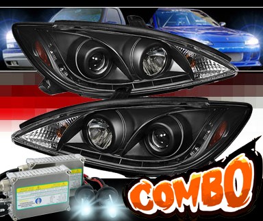 HID Xenon + Sonar® DRL LED Projector Headlights (Black) - 02-06 Toyota Camry