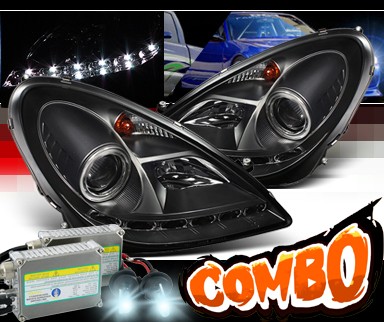 HID Xenon + Sonar® DRL LED Projector Headlights (Black) - 05-08 Mercedes Benz SLK280 R171 (w/o Stock HID)