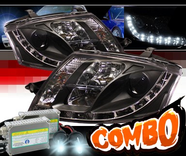 HID Xenon + Sonar® DRL LED Projector Headlights (Black) - 99-07 Audi TT