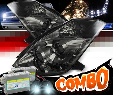 HID Xenon + Sonar® DRL LED Projector Headlights (Smoke) - 06-09 Nissan 350Z