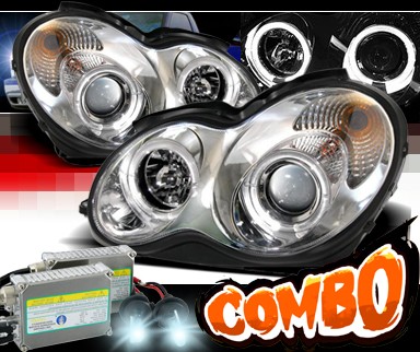 HID Xenon + Sonar® Halo Projector Headlights - 01-07 Mercedes-Benz C240 Sedan W203 without Stock HID