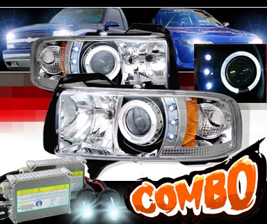 HID Xenon + Sonar® Halo Projector Headlights - 94-01 Dodge Ram 2500 / 3500 Pickup w/ Amber Reflector
