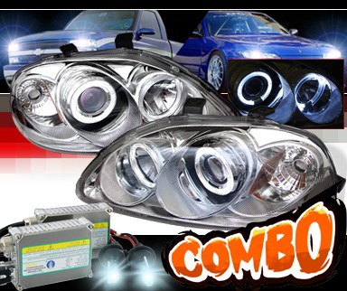 HID Xenon + Sonar® Halo Projector Headlights - 96-98 Honda Civic w/ Amber Reflector