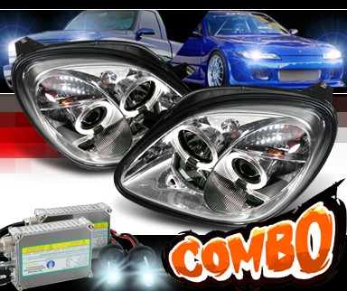 HID Xenon + Sonar® Halo Projector Headlights - 98-00 Mercedes-Benz SLK230 R170 SLK with Bosch Conversion Harness