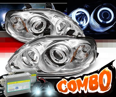 HID Xenon + Sonar® Halo Projector Headlights - 99-00 Honda Civic w/ Amber Reflector