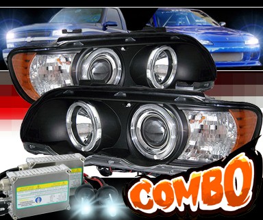 HID Xenon + Sonar® Halo Projector Headlights (Black) - 01-03 BMW X5 E53