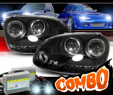 HID Xenon + Sonar® Halo Projector Headlights (Black) - 06-09 VW Volkswagen Rabbit (Exc. R32)