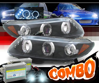 HID Xenon + Sonar® Halo Projector Headlights (Black) - 06-11 Honda Civic 2dr.