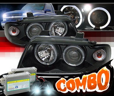 HID Xenon + Sonar® Halo Projector Headlights (Black) - 95-98 Audi S4