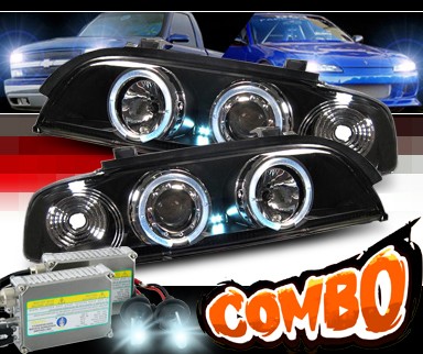 HID Xenon + Sonar® Halo Projector Headlights (Black) - 97-00 BMW 528i E39