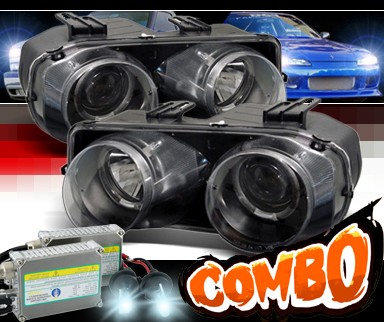 HID Xenon + Sonar® Halo Projector Headlights (Black) - 98-01 Acura Integra