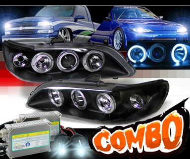 HID Xenon + Sonar® Halo Projector Headlights (Black) - 98-02 Honda Accord w/ Amber Reflector
