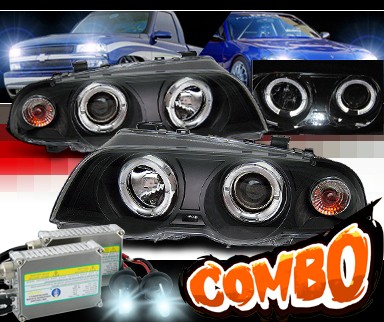 HID Xenon + Sonar® Halo Projector Headlights (Black) - 99-01 BMW 330xi E46 4dr.
