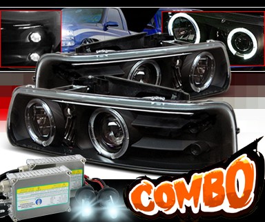 HID Xenon + Sonar® Halo Projector Headlights (Black) - 99-02 Chevy Silverado