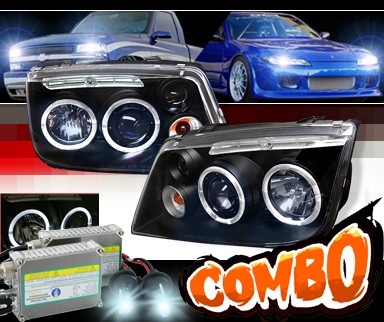 HID Xenon + Sonar® Halo Projector Headlights (Black) - 99-04 VW Volkswagen Jetta IV