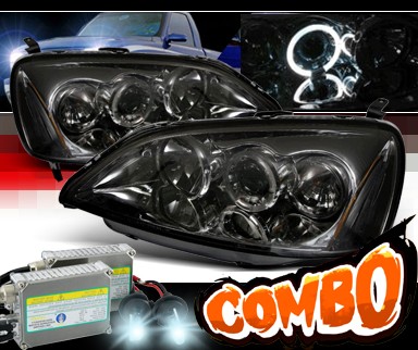 HID Xenon + Sonar® Halo Projector Headlights (Smoke) - 01-03 Honda Civic