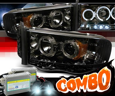 HID Xenon + Sonar® Halo Projector Headlights (Smoke) - 03-05 Dodge Ram 2500 / 3500 Pickup