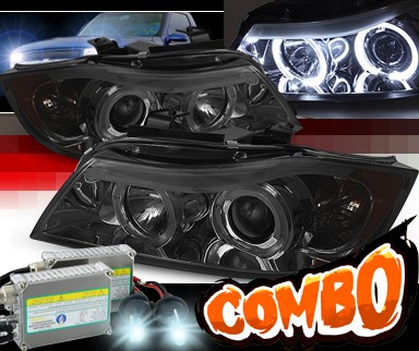 HID Xenon + Sonar® Halo Projector Headlights (Smoke) - 06-08 BMW 325i E91 4dr Wagon