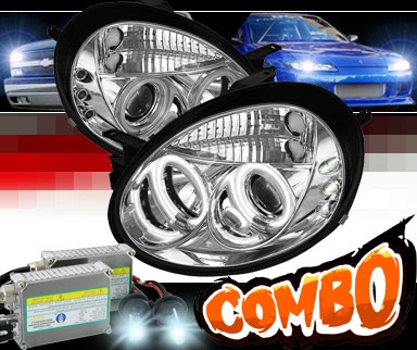 HID Xenon + Sonar® LED CCFL Halo Projector Headlights - 03-05 Dodge Neon