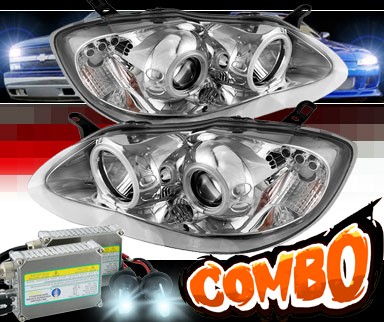 HID Xenon + Sonar® LED CCFL Halo Projector Headlights - 03-08 Toyota Corolla