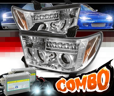 HID Xenon + Sonar® LED CCFL Halo Projector Headlights - 07-13 Toyota Tundra