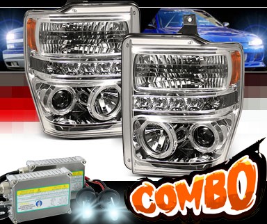 HID Xenon + Sonar® LED CCFL Halo Projector Headlights - 08-10 Ford F-250 F250