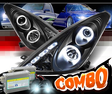 HID Xenon + Sonar® LED CCFL Halo Projector Headlights (Black) - 00-05 Toyota Celica