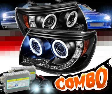 HID Xenon + Sonar® LED CCFL Halo Projector Headlights (Black) - 05-11 Toyota Tacoma