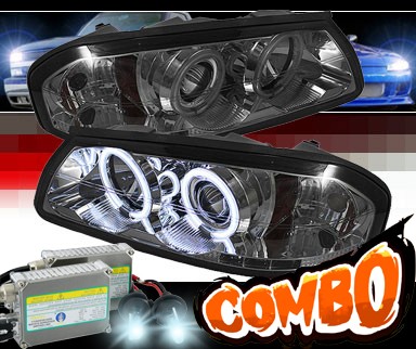 HID Xenon + Sonar® LED CCFL Halo Projector Headlights (Smoke) - 00-05 Chevy Impala