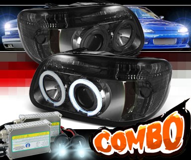 HID Xenon + Sonar® LED CCFL Halo Projector Headlights (Smoke) - 95-01 Ford Explorer
