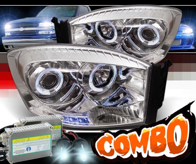 HID Xenon + Sonar® LED Halo Projector Headlights - 06-08 Dodge Ram Pickup Truck