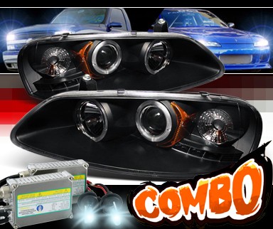 HID Xenon + Sonar® LED Halo Projector Headlights (Black) - 01-06 Dodge Stratus 4dr.