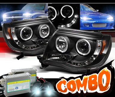 HID Xenon + Sonar® LED Halo Projector Headlights (Black) - 05-11 Toyota Tacoma