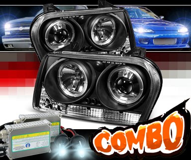 HID Xenon + Sonar® LED Halo Projector Headlights (Black) - 09-10 Chrysler 300