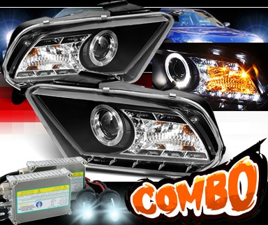 HID Xenon + Sonar® LED Halo Projector Headlights (Black) - 10-12 Ford Mustang (w/o Stock HID)