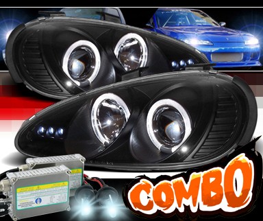 HID Xenon + Sonar® LED Halo Projector Headlights (Black) - 92-96 Mazda MX3 MX-3