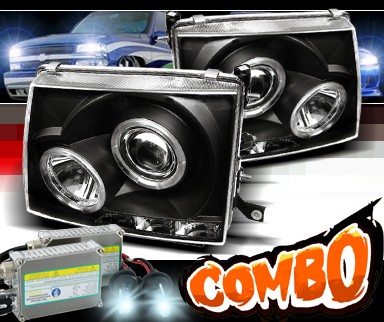 HID Xenon + Sonar® LED Halo Projector Headlights (Black) - 97-00 Toyota Tacoma