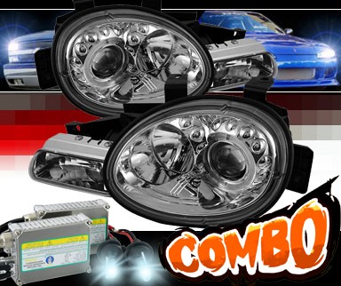 HID Xenon + Sonar® LED Halo Projector Headlights (Chrome) - 95-99 Dodge Neon